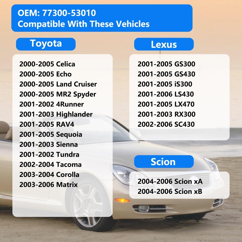 keriolee Gas Cap Fuel Cap Replace 77300-53010 Compatible with 2000-2006 Toyota 2004-2006 Scion 2001-2006 Lexus 2001-2005 GS300 GS430 IS300 LX470 RAV4 Sequoia 2001-2003 Highlander Sienna 2001-2002 4Runner - Image 2